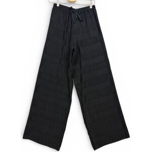 Komarov Palazzo Pants Womens S Black Pleated Wide Leg Drawstring Pull On NEW